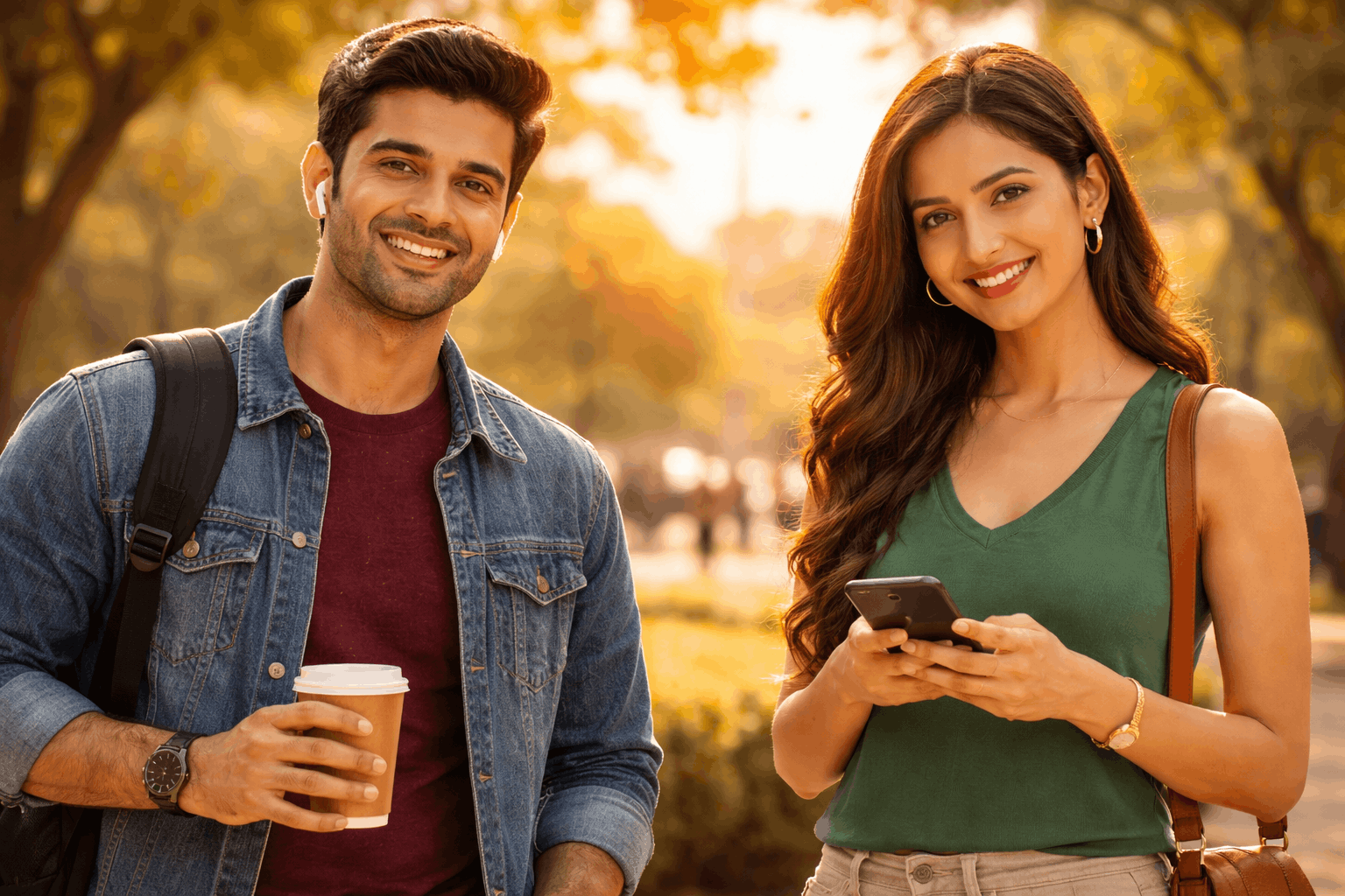 Indian girl and boy smiling together